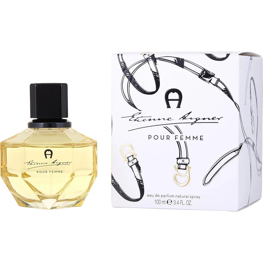 Etienne Aigner Pour Femme eau de parfum bottle and box, 100ml, elegant design with black cap