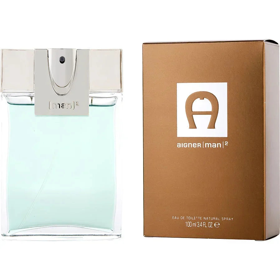 Aigner Man 2 Eau de Toilette 100ml bottle and box, men's fragrance with light blue liquid and silver cap