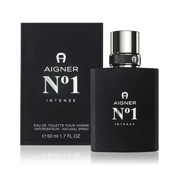 Aigner No 1 Intense Eau de Toilette for Men, 50ml black bottle with sleek silver cap, luxury fragrance