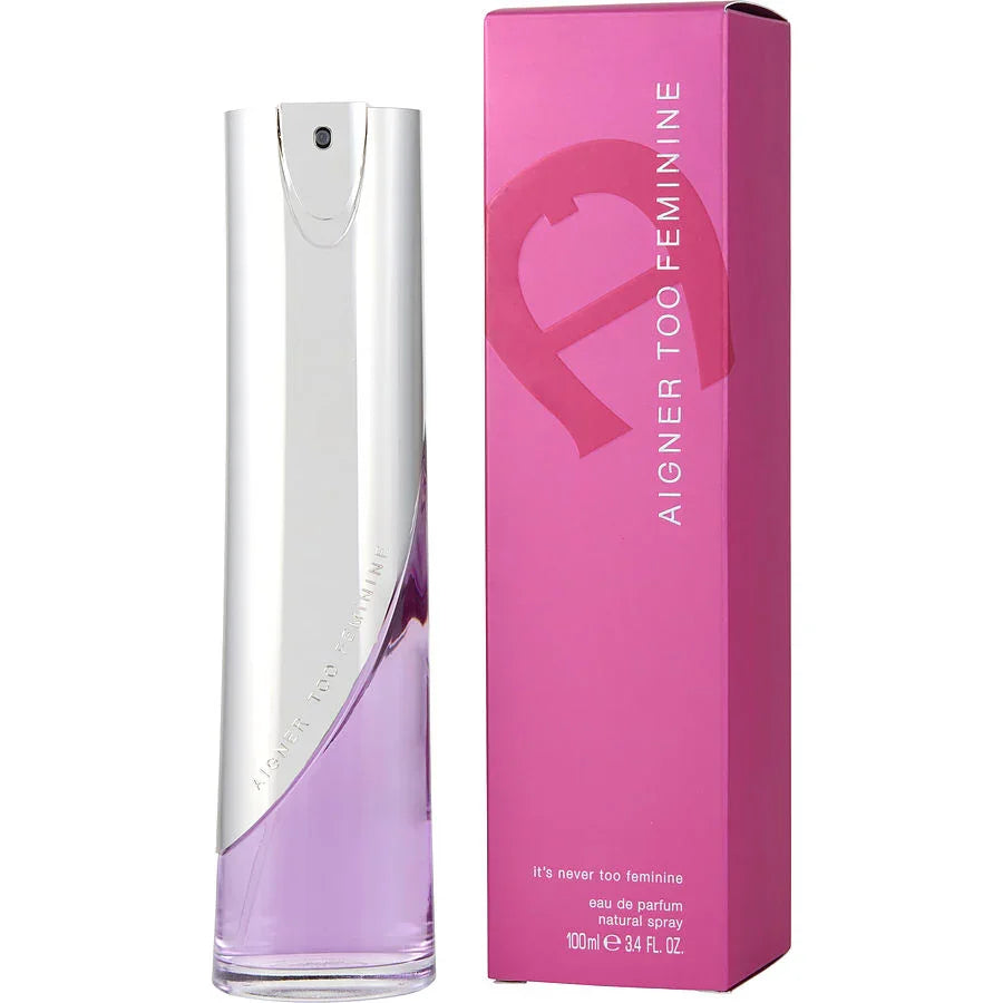 Aigner Too Feminine eau de parfum 100ml bottle with pink packaging, luxury women's fragrance