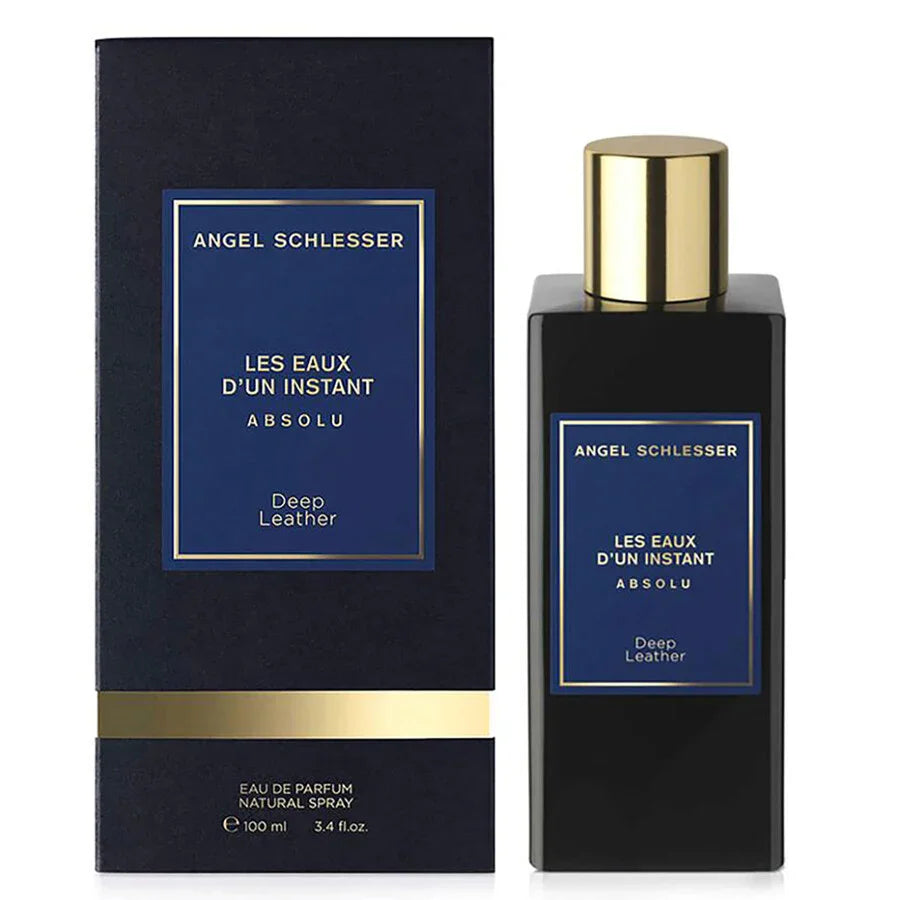 Angel Schlesser Deep Leather Eau de Parfum 100ml, luxury perfume with gold cap and navy box