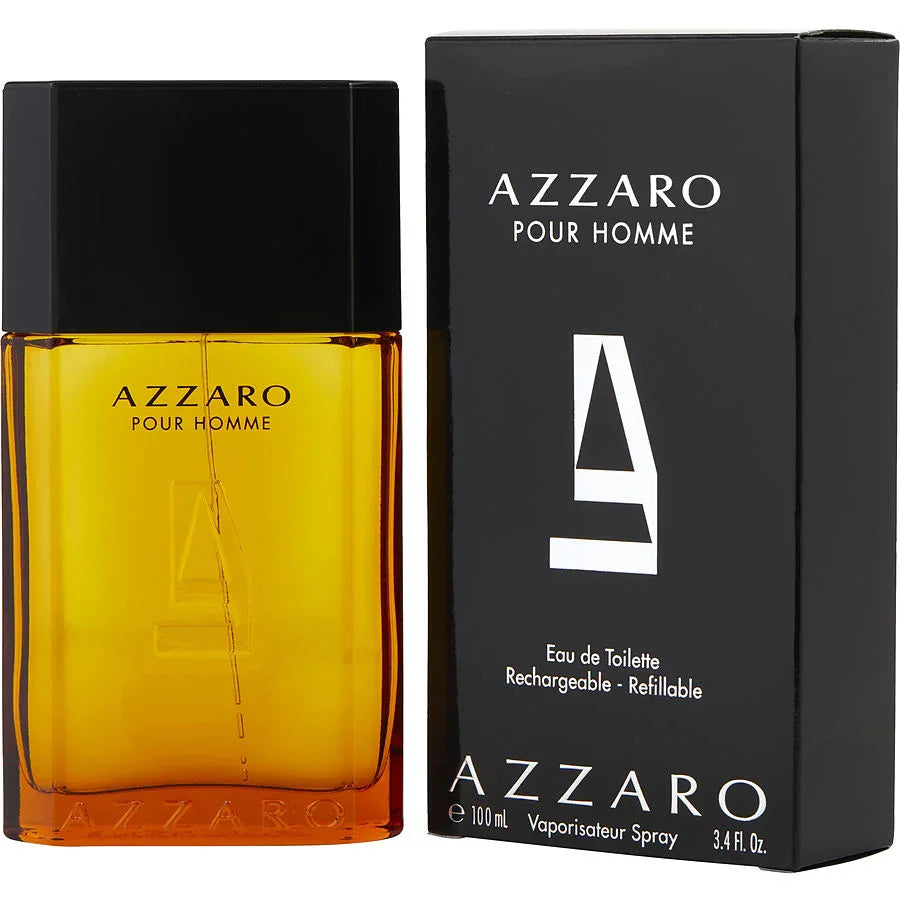 Azzaro Pour Homme Eau de Toilette 100ml refillable men's fragrance with amber bottle and black packaging