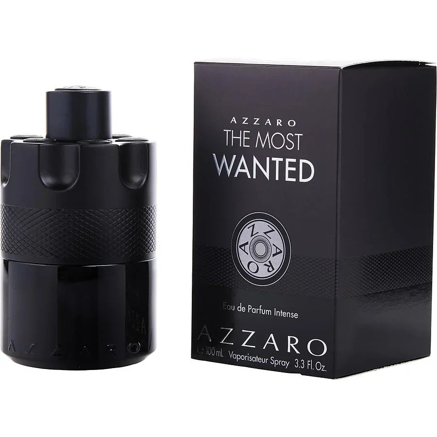 Azzaro The Most Wanted Eau de Parfum Intense 100ml bottle and box, sleek black design for men's fragrance