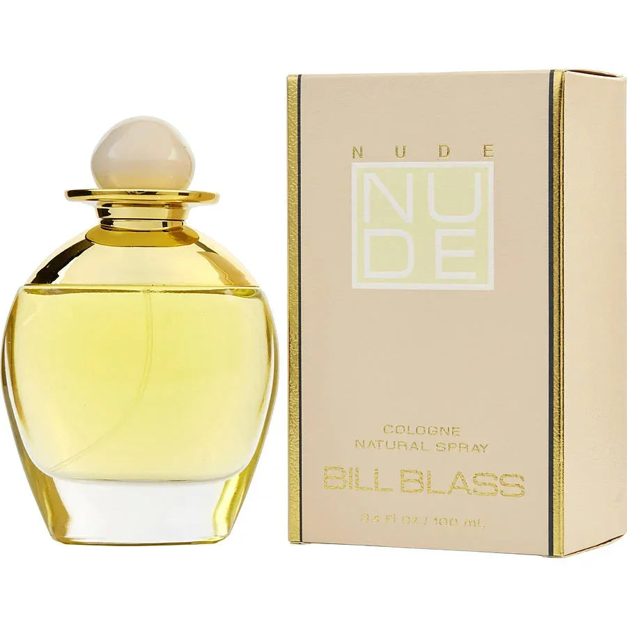Bill Blass Nude Cologne Natural Spray 100ml bottle with gold accents and beige packaging