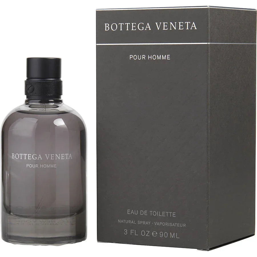 Bottega Veneta Pour Homme Eau de Toilette 90ml men's fragrance with sleek black bottle and box