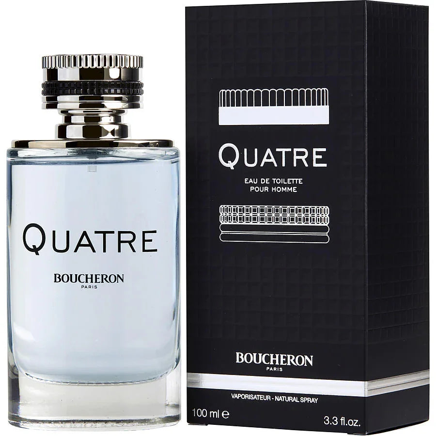 Boucheron Quatre Eau de Toilette for Men, 100ml bottle with sleek black box, luxury fragrance