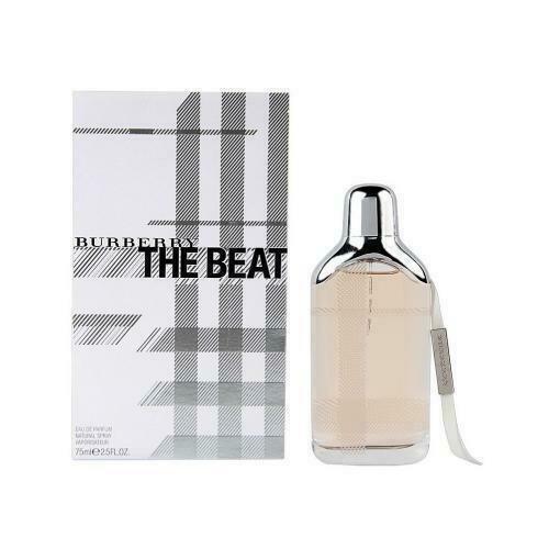Burberry The Beat Eau de Parfum 75ml bottle with signature check packaging, luxury fragrance for women
