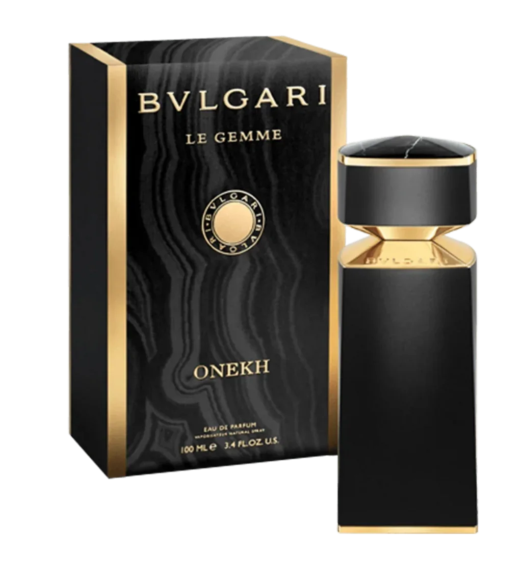 Bvlgari Le Gemme Onekh Eau de Parfum 100ml, luxury black & gold bottle with matching box