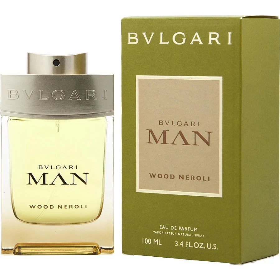 Bvlgari Man Wood Neroli Eau de Parfum 100ml bottle and box, luxury men's fragrance