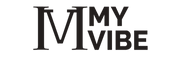 Black 'My Vibe' logo on a white background