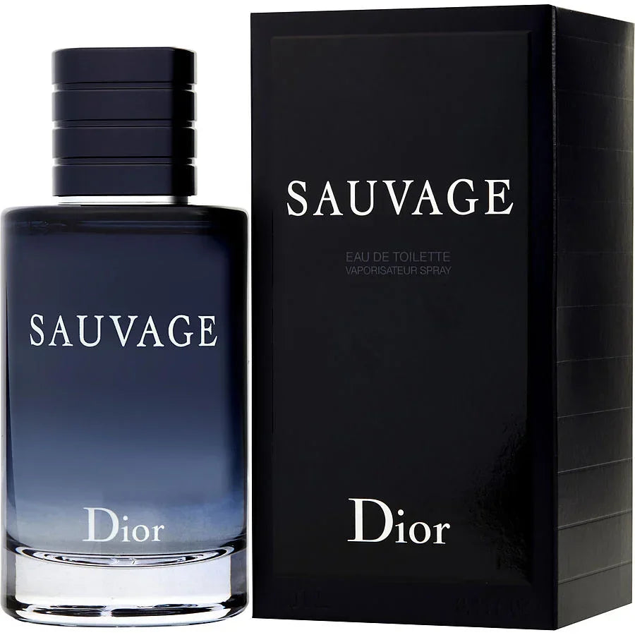 Dior Sauvage Eau de Toilette spray bottle and black box packaging for men's fragrance