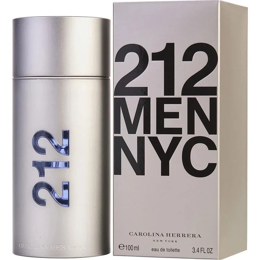 Carolina Herrera 212 Men NYC eau de toilette 100ml silver bottle and box, authentic men's fragrance