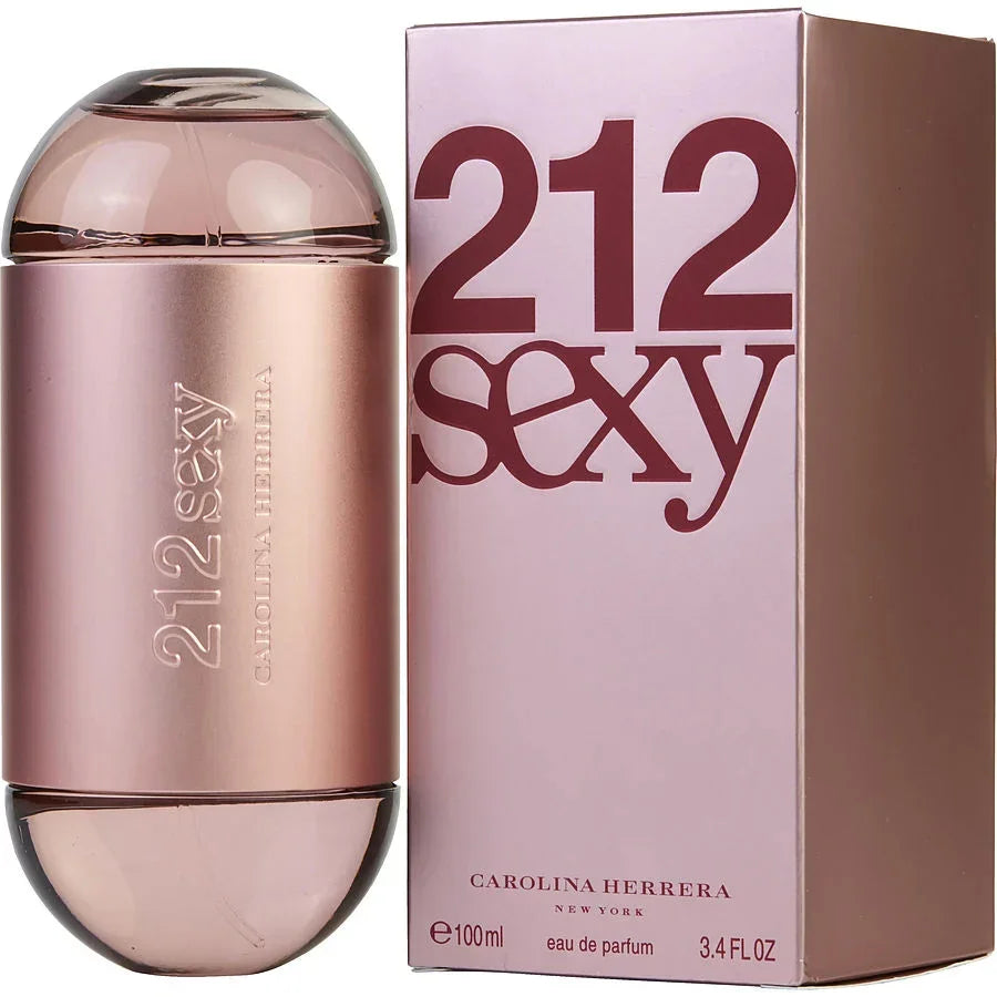 Carolina Herrera 212 Sexy Eau de Parfum 100ml bottle and box, pink metallic design for women