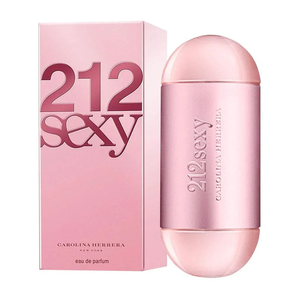Carolina Herrera 212 Sexy Eau de Parfum bottle and pink box, luxury fragrance for women