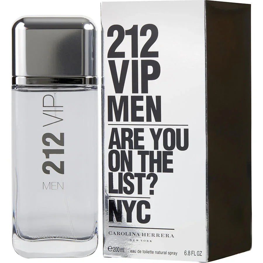 Carolina Herrera 212 VIP Men Eau de Toilette 200ml bottle and box, bold NYC design for men's fragrance