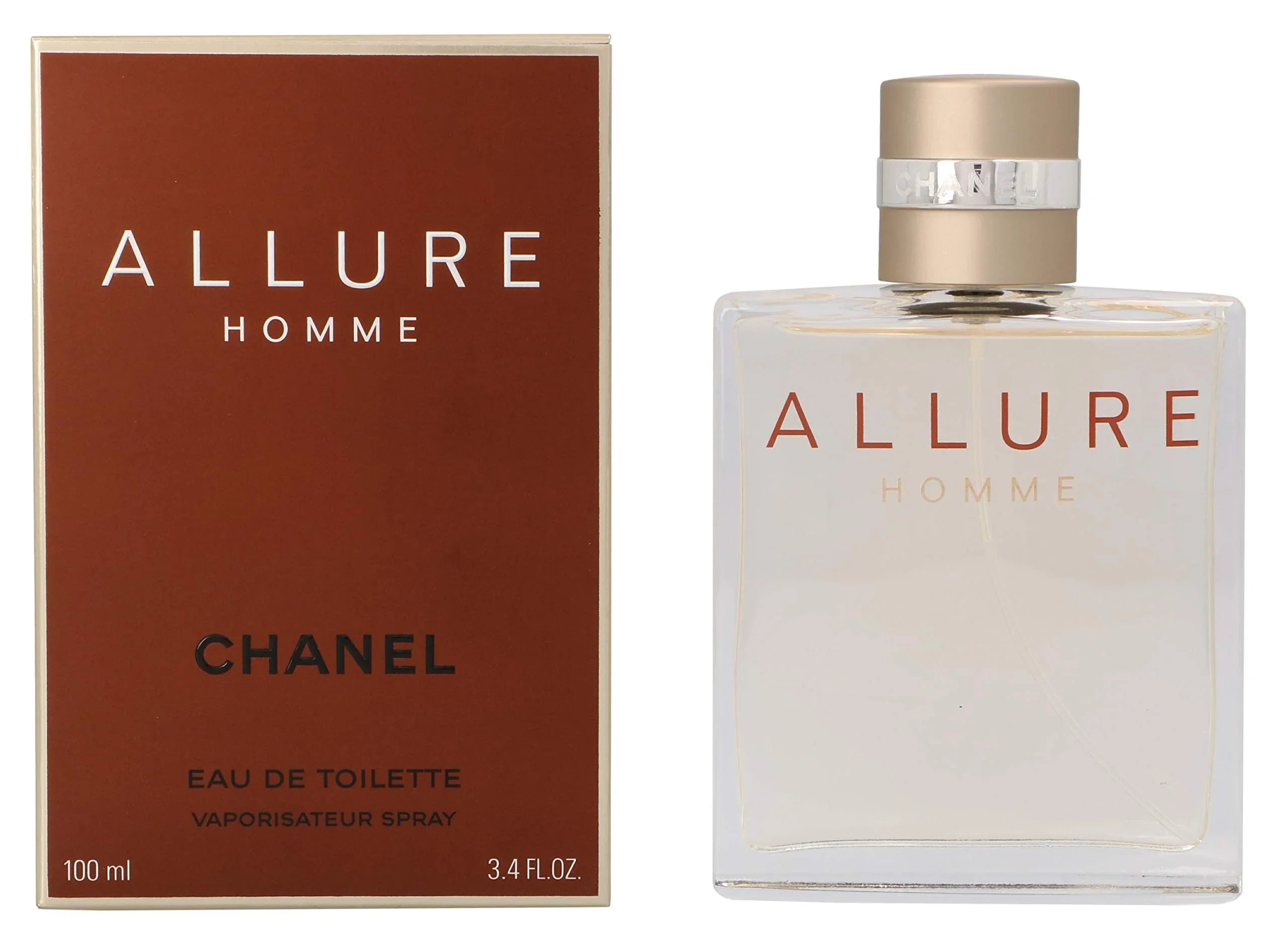 Chanel Allure Homme Eau de Toilette 100ml bottle and box, luxury men's fragrance
