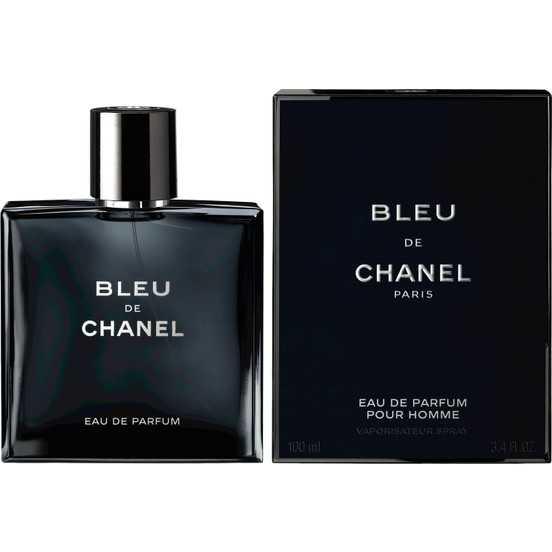 Bleu de Chanel Eau de Parfum for Men, 100ml bottle and box, luxury fragrance