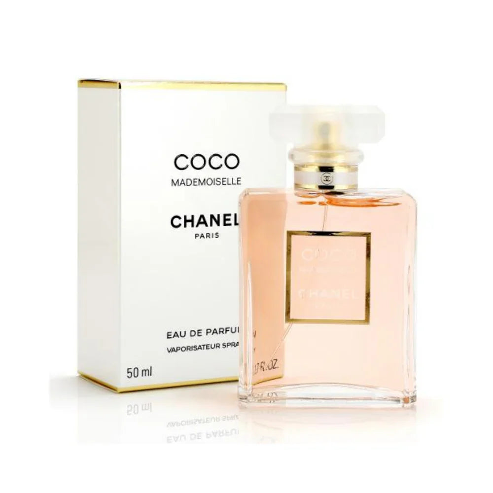 Chanel Coco Mademoiselle Eau de Parfum 50ml bottle with box, luxury perfume for women