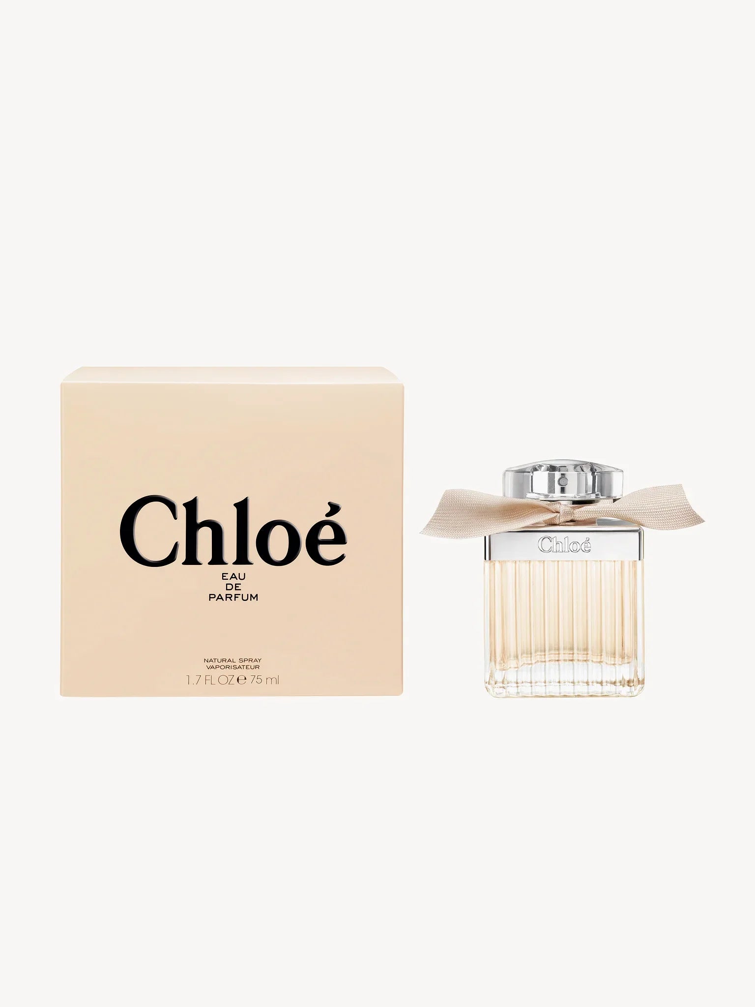 Chloé Eau de Parfum 75ml bottle with ribbon and box, luxury women's fragrance