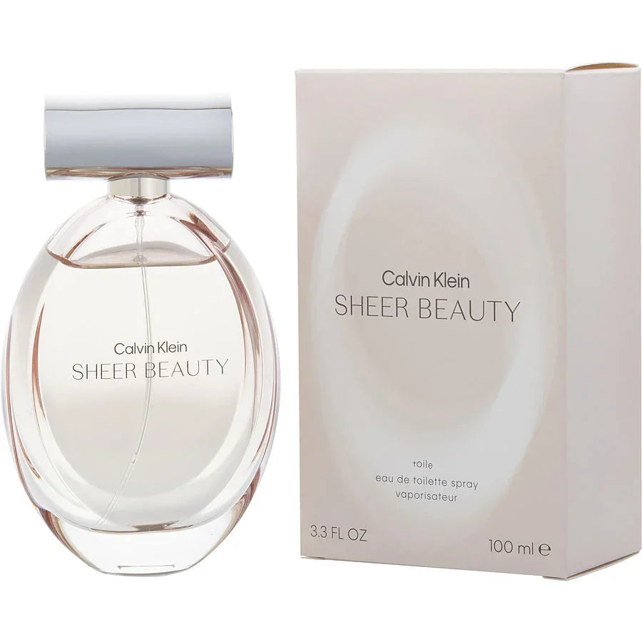 Calvin Klein Sheer Beauty eau de toilette spray 100ml bottle and box, elegant clear glass design