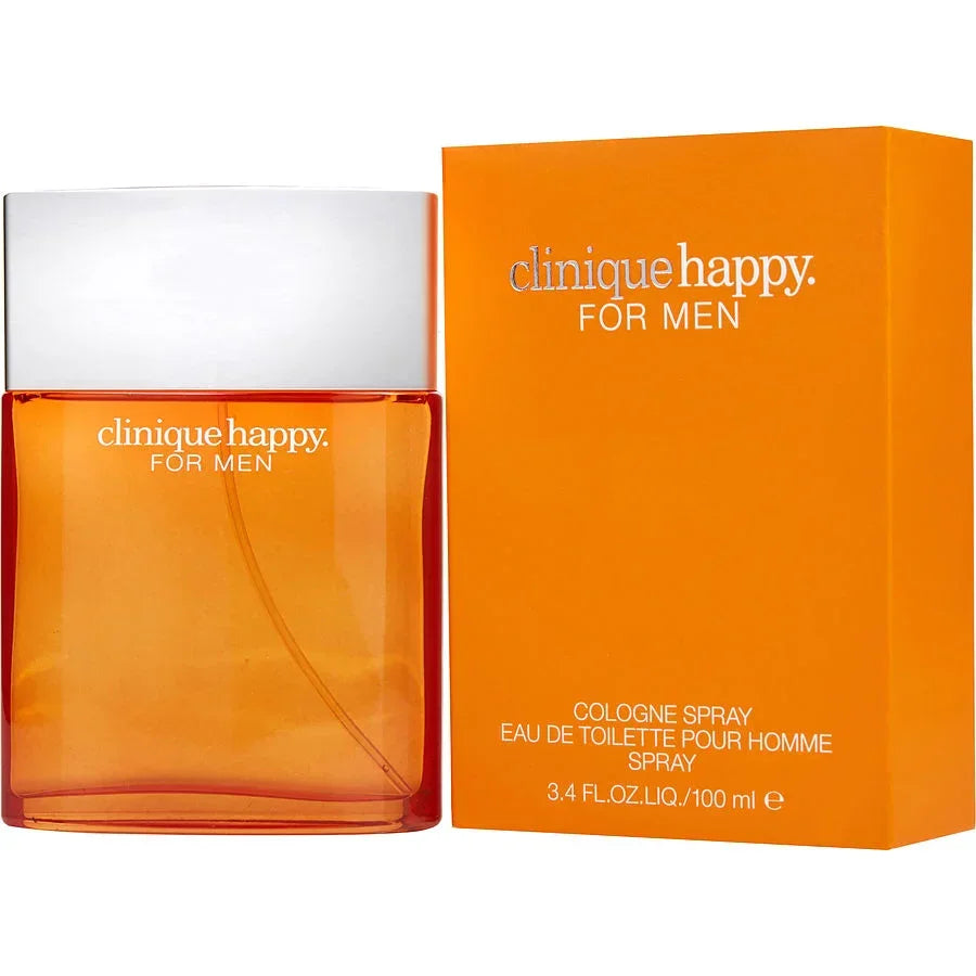 Clinique Happy for Men cologne spray, 100ml orange bottle with matching box