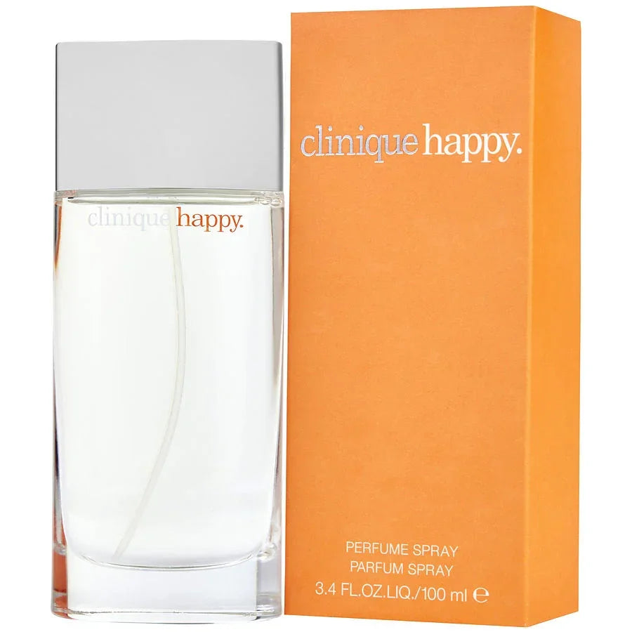 Clinique Happy perfume spray 100ml with orange box, authentic fragrance for women
