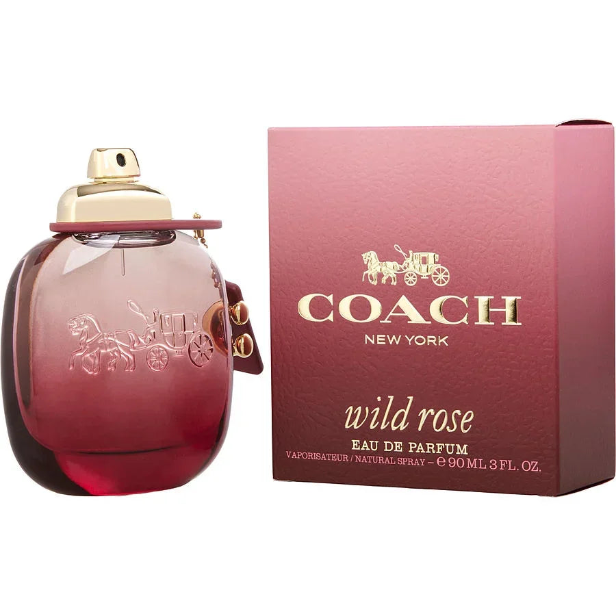 Coach Wild Rose Eau de Parfum 90ml bottle with pink packaging and gold accents