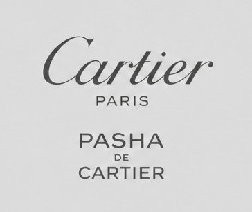 Cartier Paris Pasha de Cartier logo on a light gray background