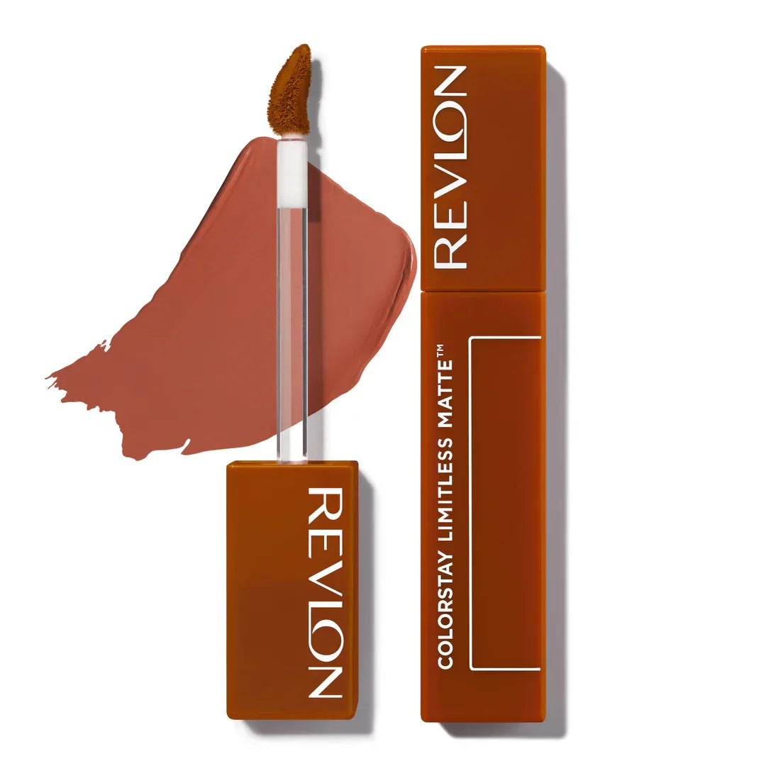 Revlon Colorstay Limitless Matte liquid lipstick in warm brown shade with swatch