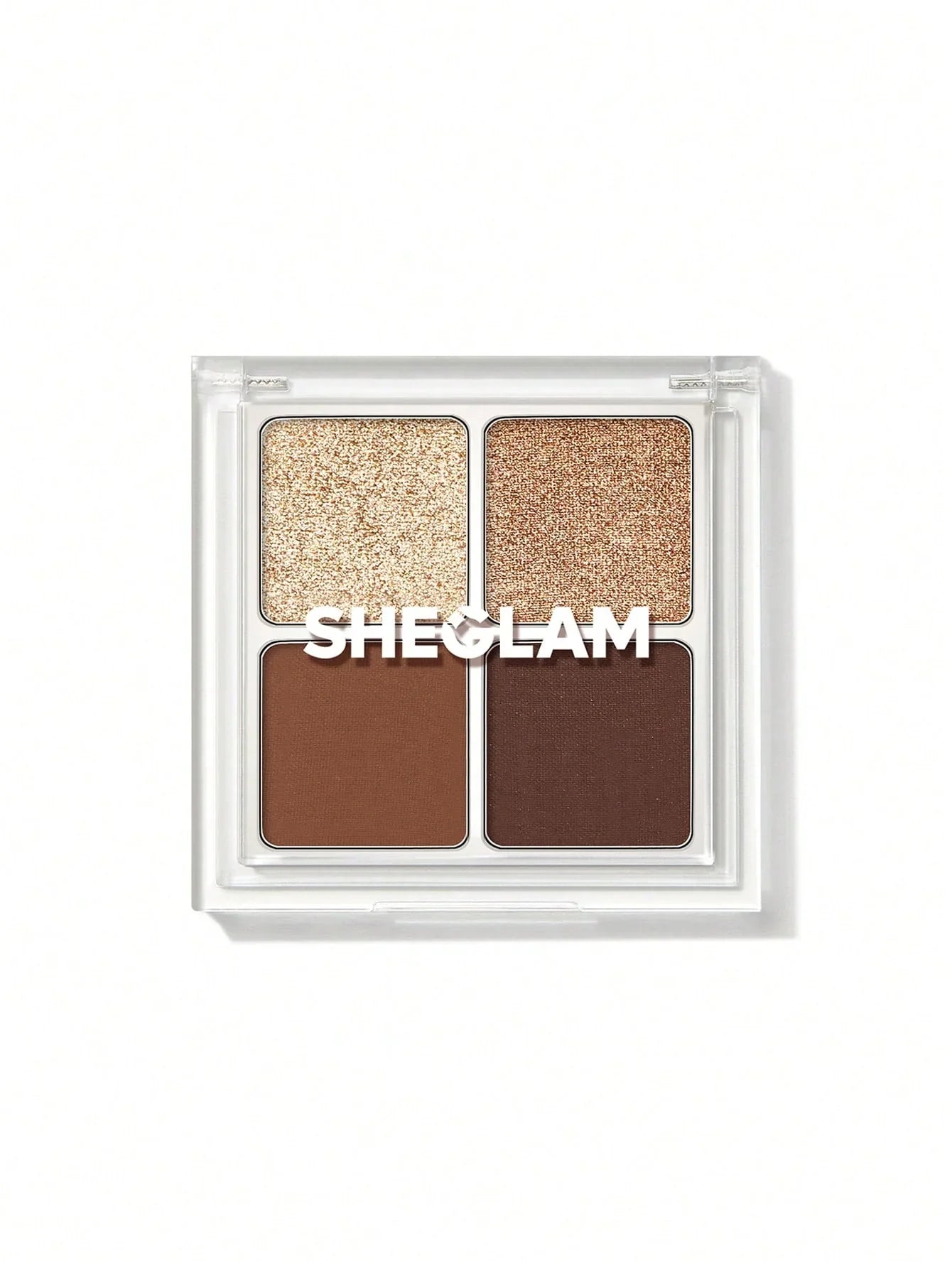 SHEGLAM 4-pan eyeshadow palette with shimmer and matte brown tones for everyday makeup looks