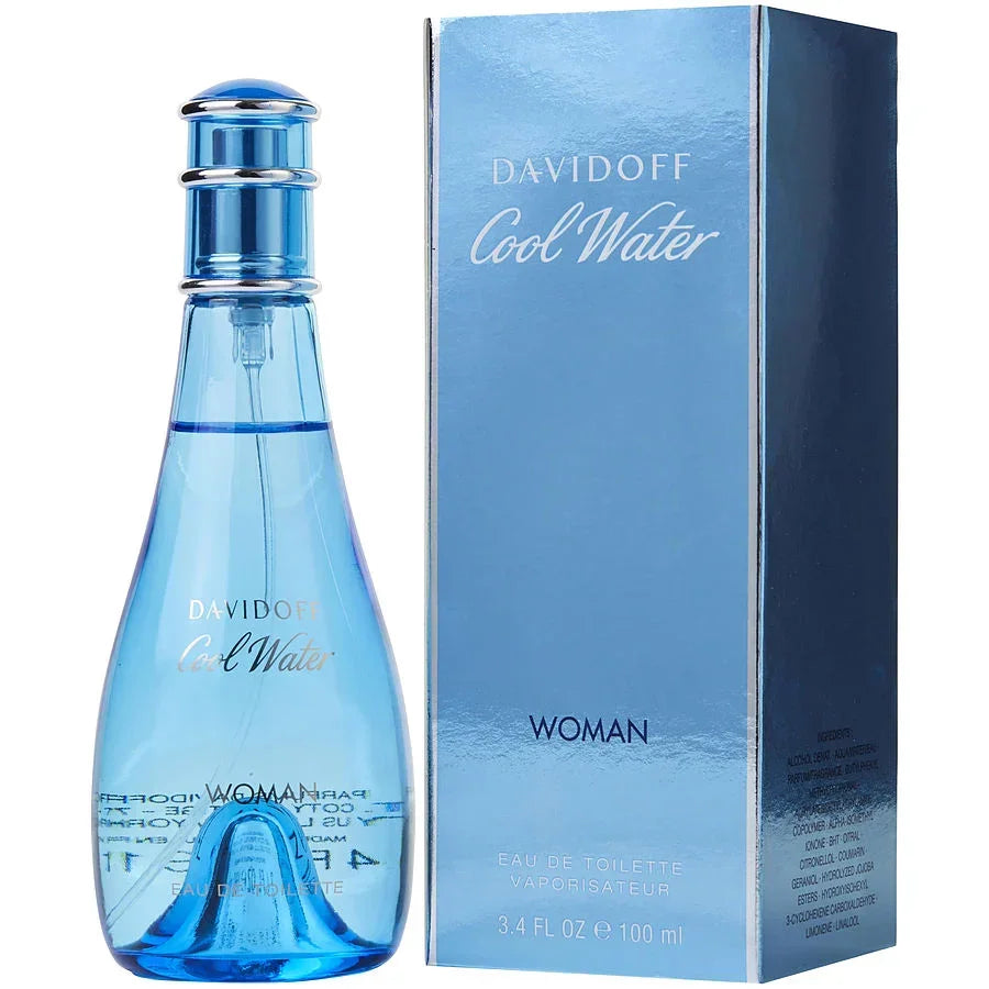 Davidoff Cool Water Woman Eau de Toilette 100ml bottle with blue packaging