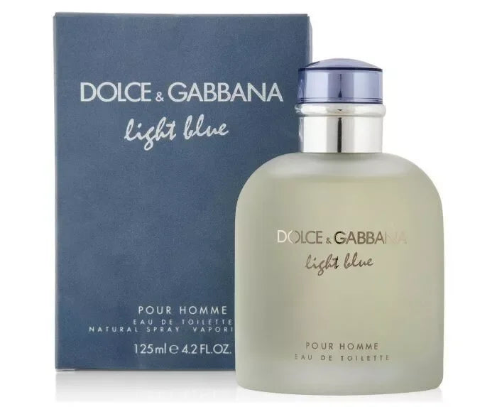 Dolce & Gabbana Light Blue Pour Homme Eau de Toilette 125ml bottle with blue box, men's fragrance