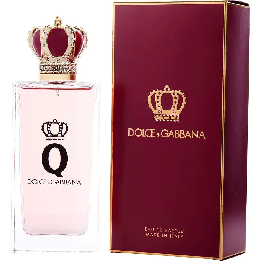 Dolce & Gabbana Q Eau de Parfum bottle with crown cap, luxury perfume for women, made in Italy