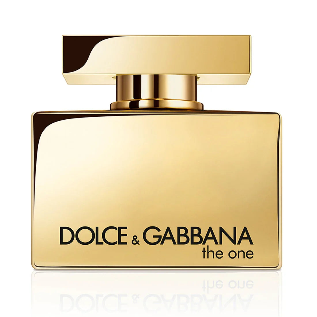 Dolce & Gabbana The One perfume bottle, luxury fragrance for women, golden design