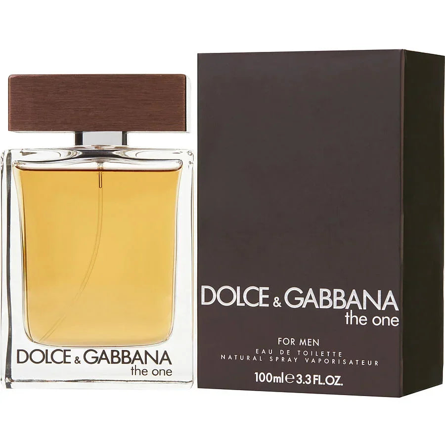 Dolce & Gabbana The One for Men Eau de Toilette 100ml bottle and box, luxury men's fragrance