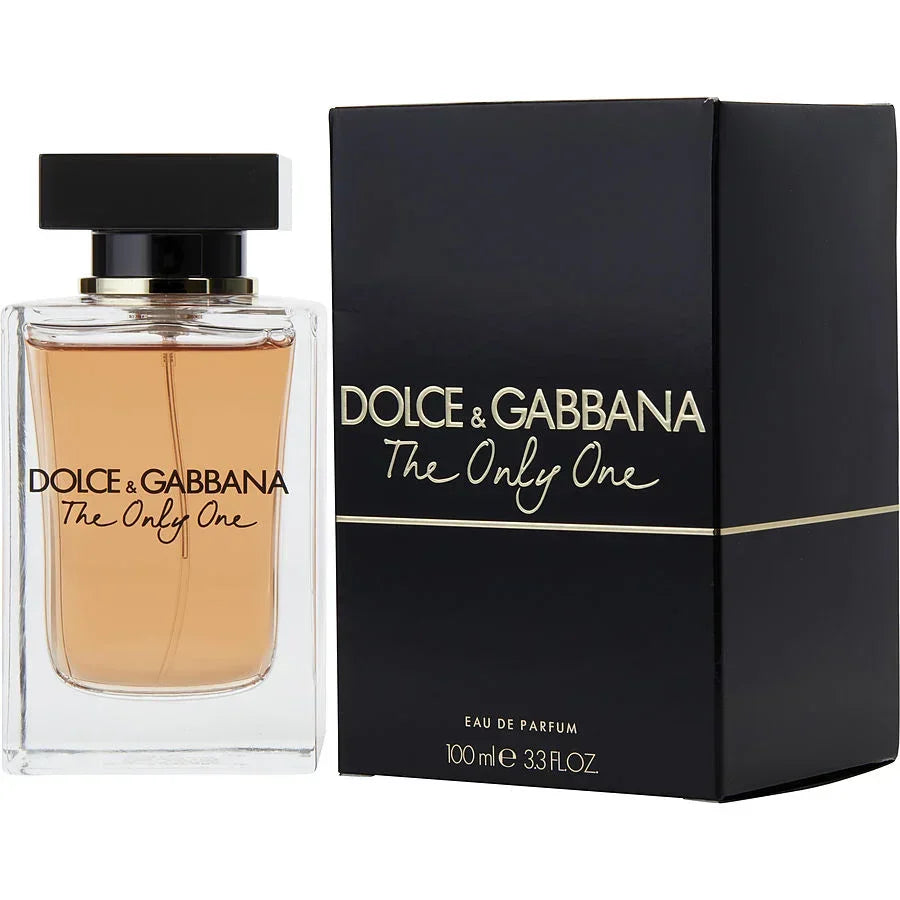 Dolce & Gabbana The Only One Eau de Parfum 100ml bottle and black box, luxury fragrance for women