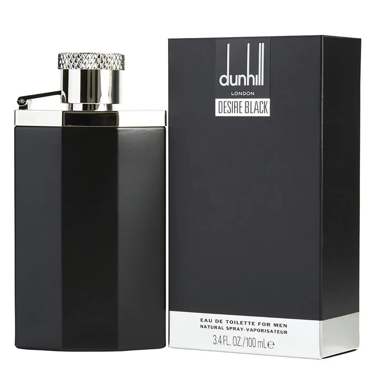Dunhill Desire Black Eau de Toilette for Men, 100ml spray bottle with sleek black design and silver cap