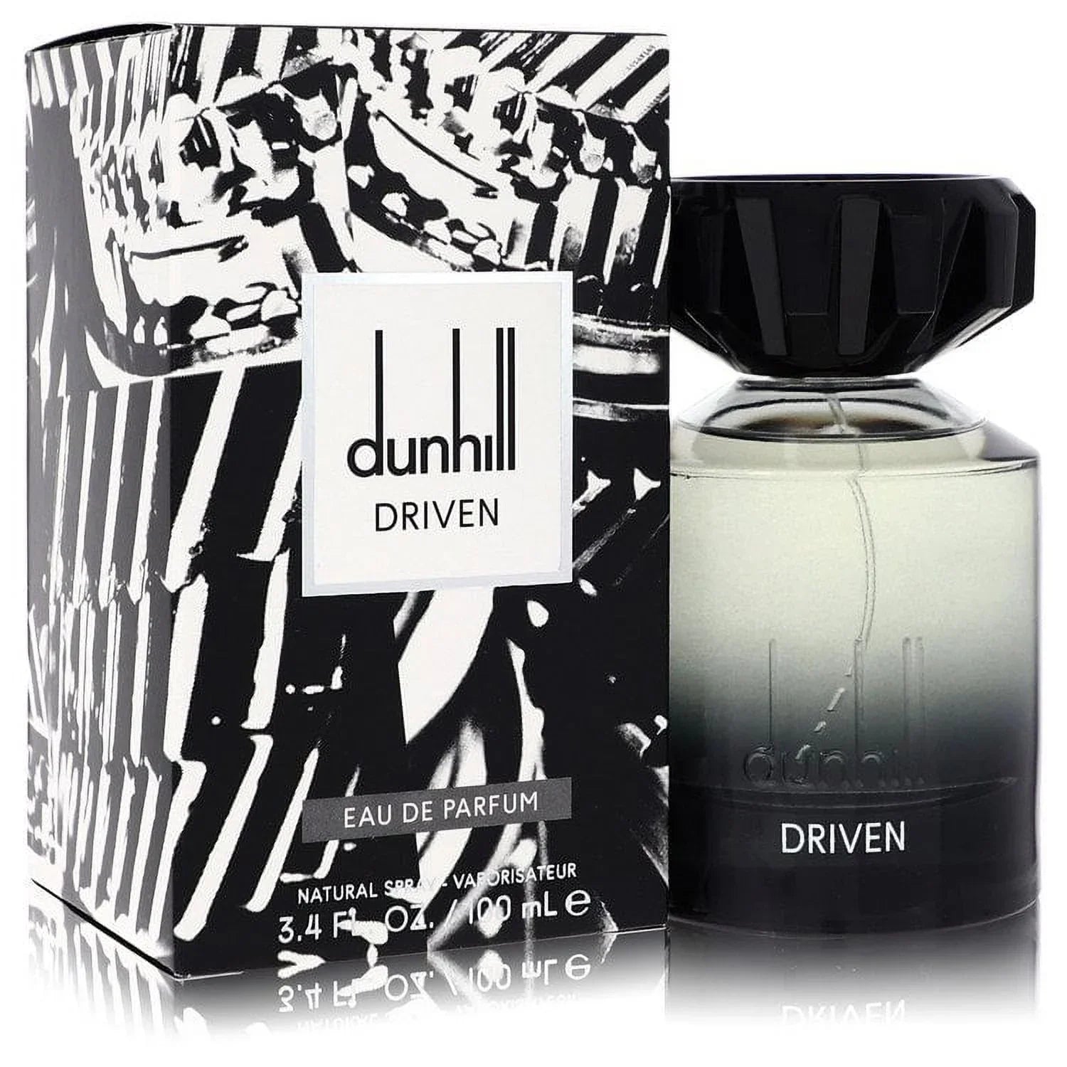 Dunhill Driven Eau de Parfum 100ml bottle with black and white abstract packaging