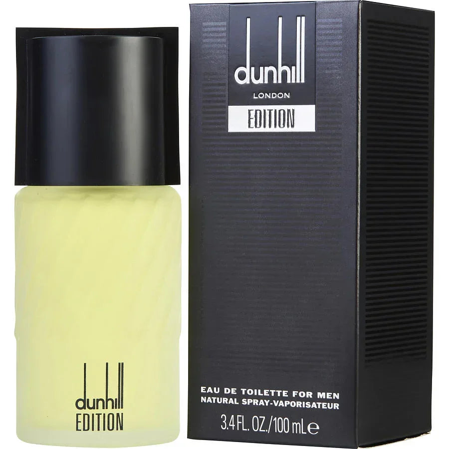Dunhill Edition Eau de Toilette for Men 100ml bottle and box, luxury fragrance with black cap and packaging