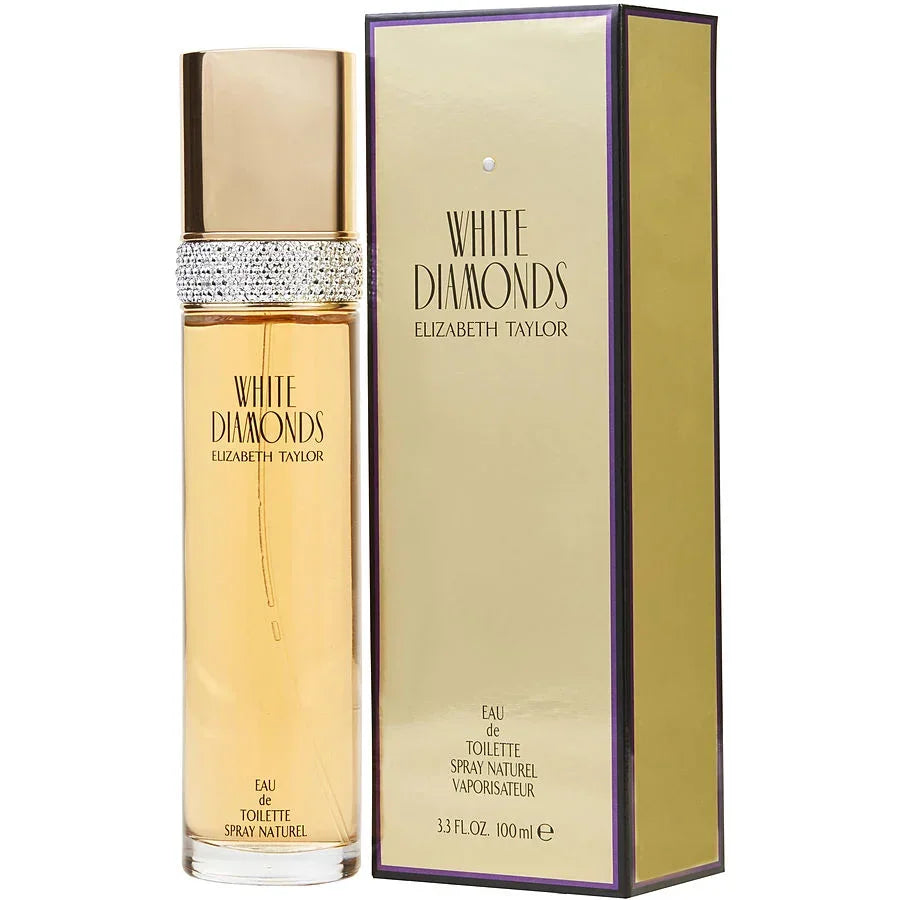 Elizabeth Taylor White Diamonds Eau de Toilette 100ml perfume bottle with gold packaging