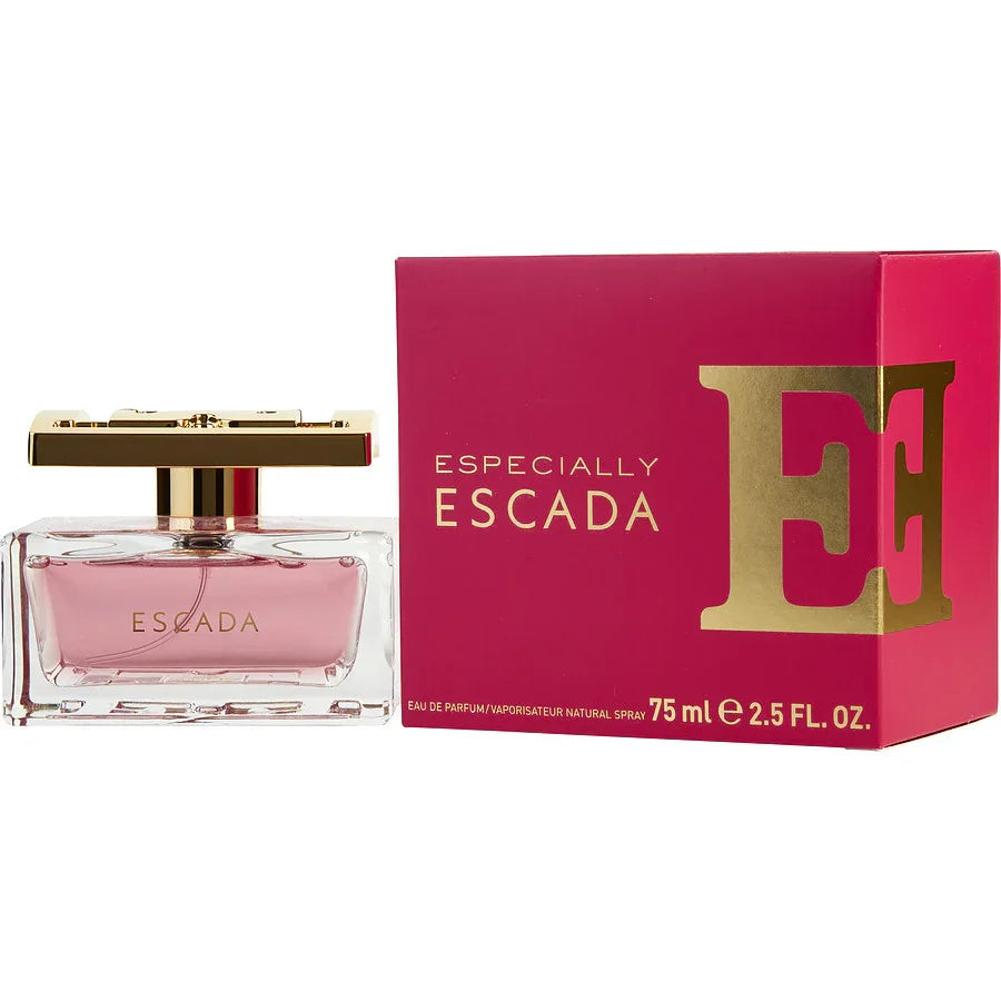 Especially Escada Eau de Parfum 75ml bottle with pink packaging and gold accents