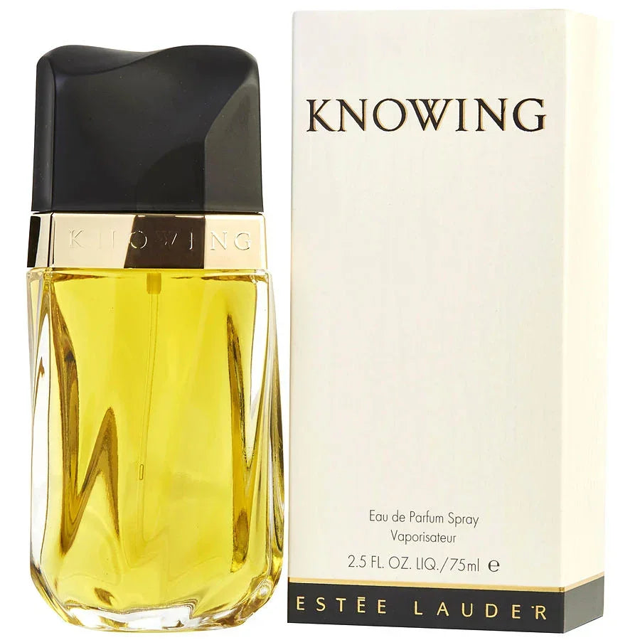 Estée Lauder Knowing Eau de Parfum Spray 75ml with sleek black cap and golden liquid