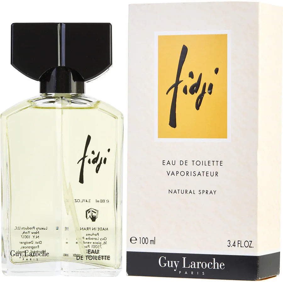Guy Laroche Fidji Eau de Toilette 100ml bottle and box, luxury perfume for women