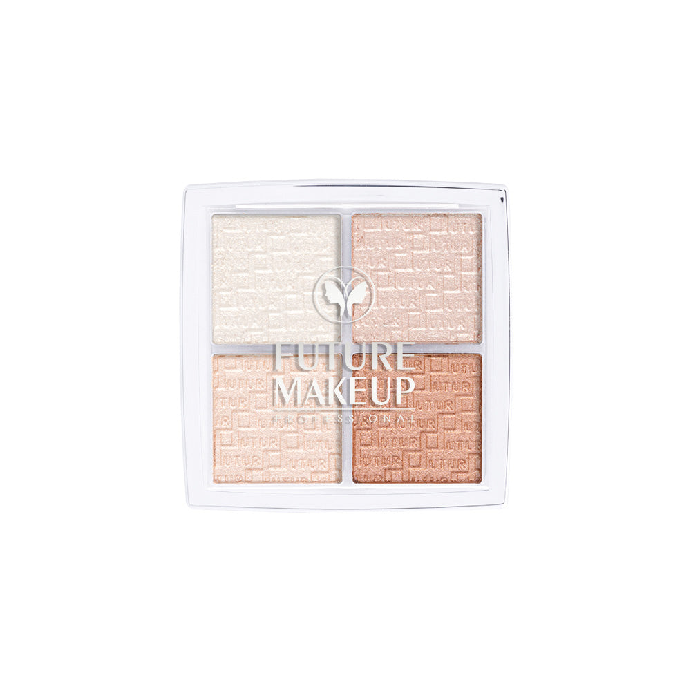 Future Makeup 4-color highlighter palette with shimmer shades, MyVibe.qa cosmetics