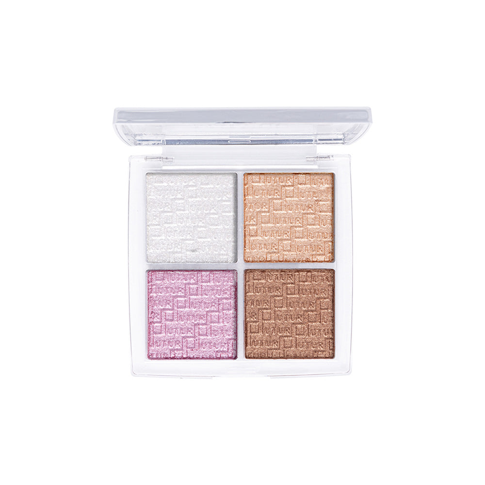 Future Makeup 4-color highlighter palette with shimmer shades, MyVibe.qa cosmetics