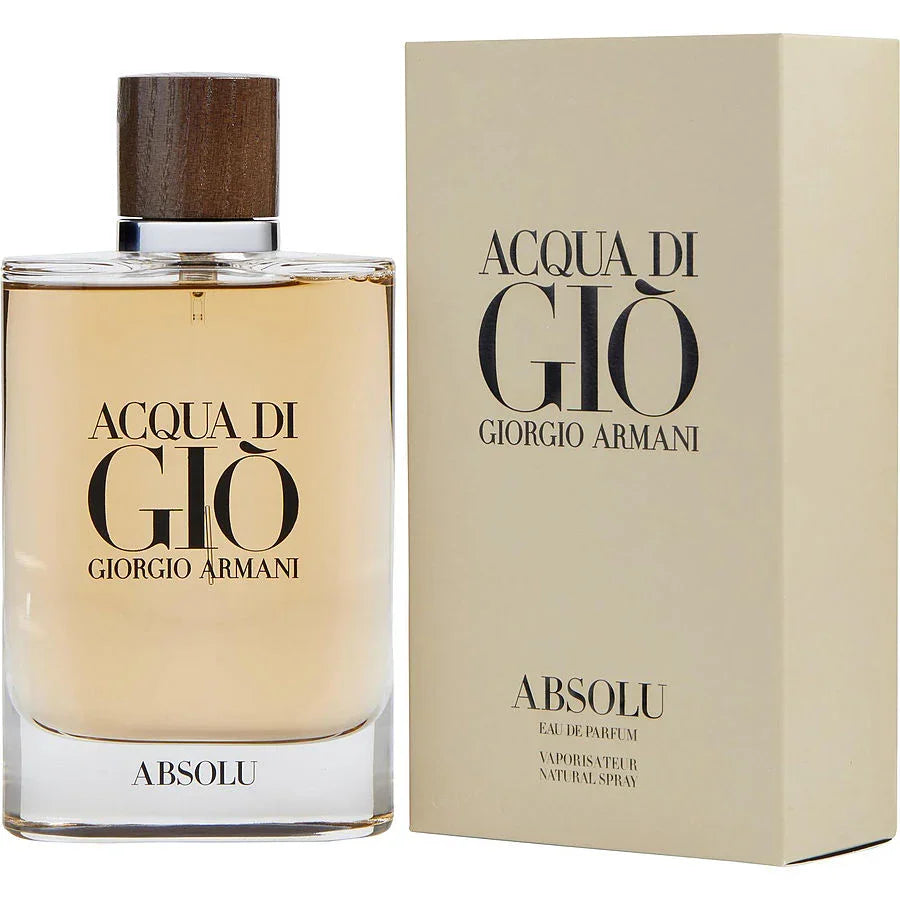 Acqua Di Gio Absolu by Giorgio Armani Eau de Parfum bottle and box, luxury fragrance for men