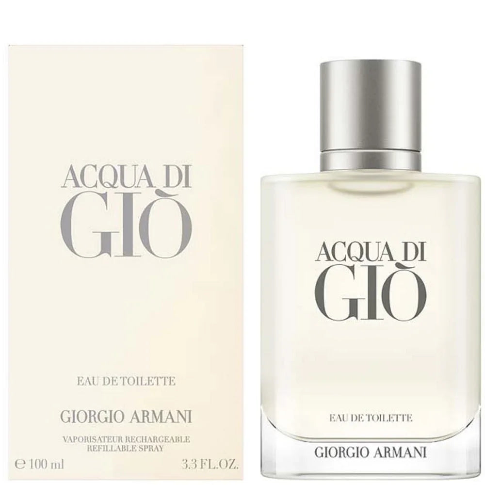 Giorgio Armani Acqua di Gio Eau de Toilette 100ml refillable spray bottle with packaging