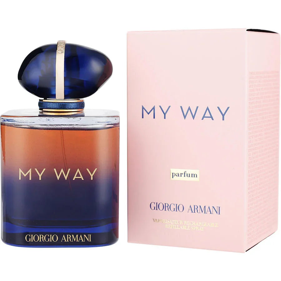 Giorgio Armani My Way perfume bottle and pink box, elegant fragrance for women