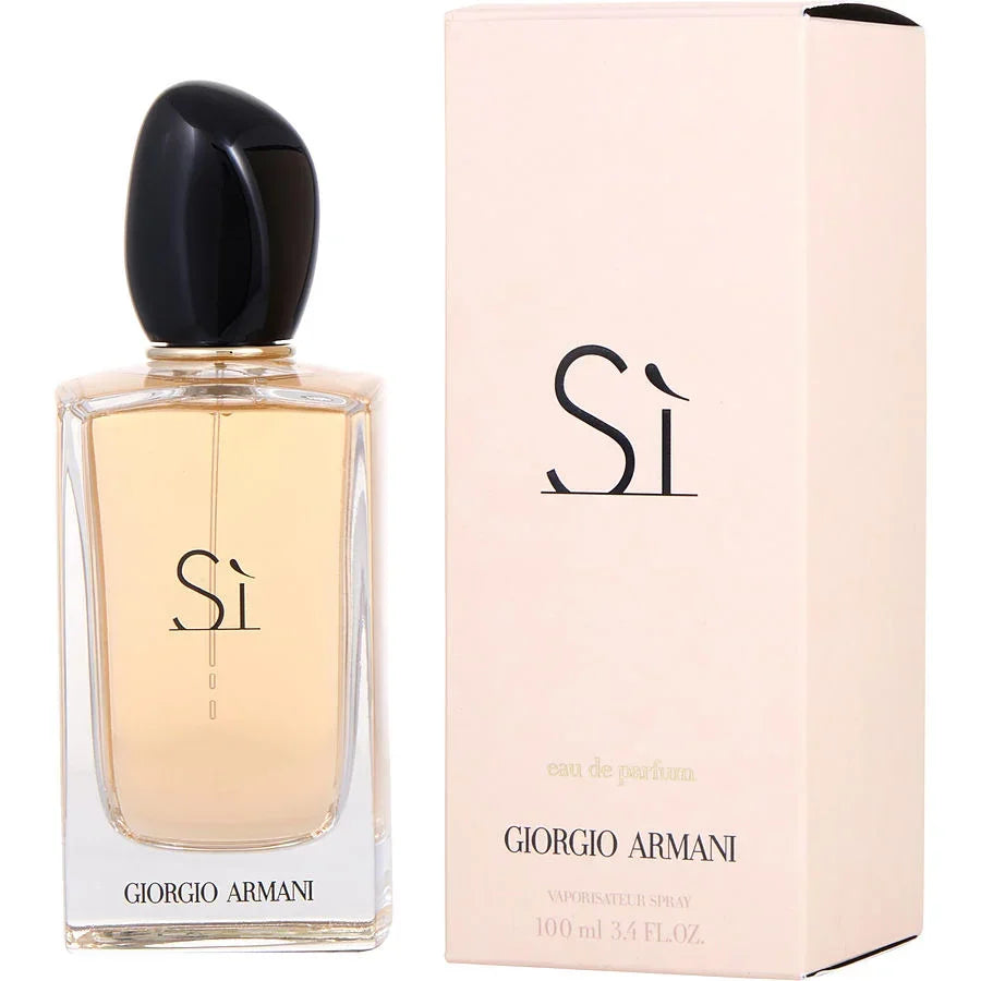 Giorgio Armani Si Eau de Parfum 100ml bottle with elegant black cap and pink packaging