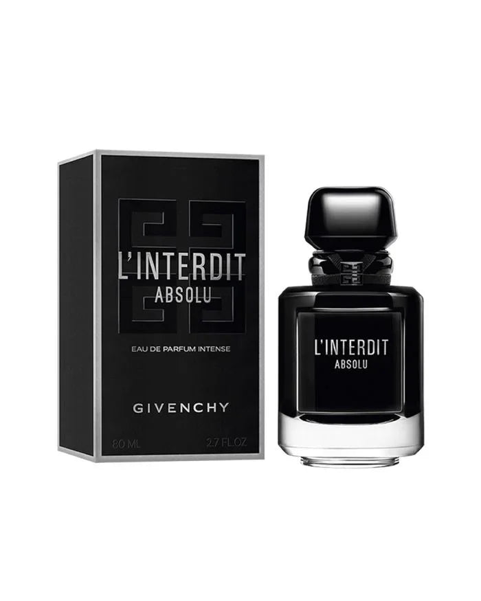 Givenchy L'Interdit Absolu Eau de Parfum Intense 80ml bottle and box, luxury fragrance for women